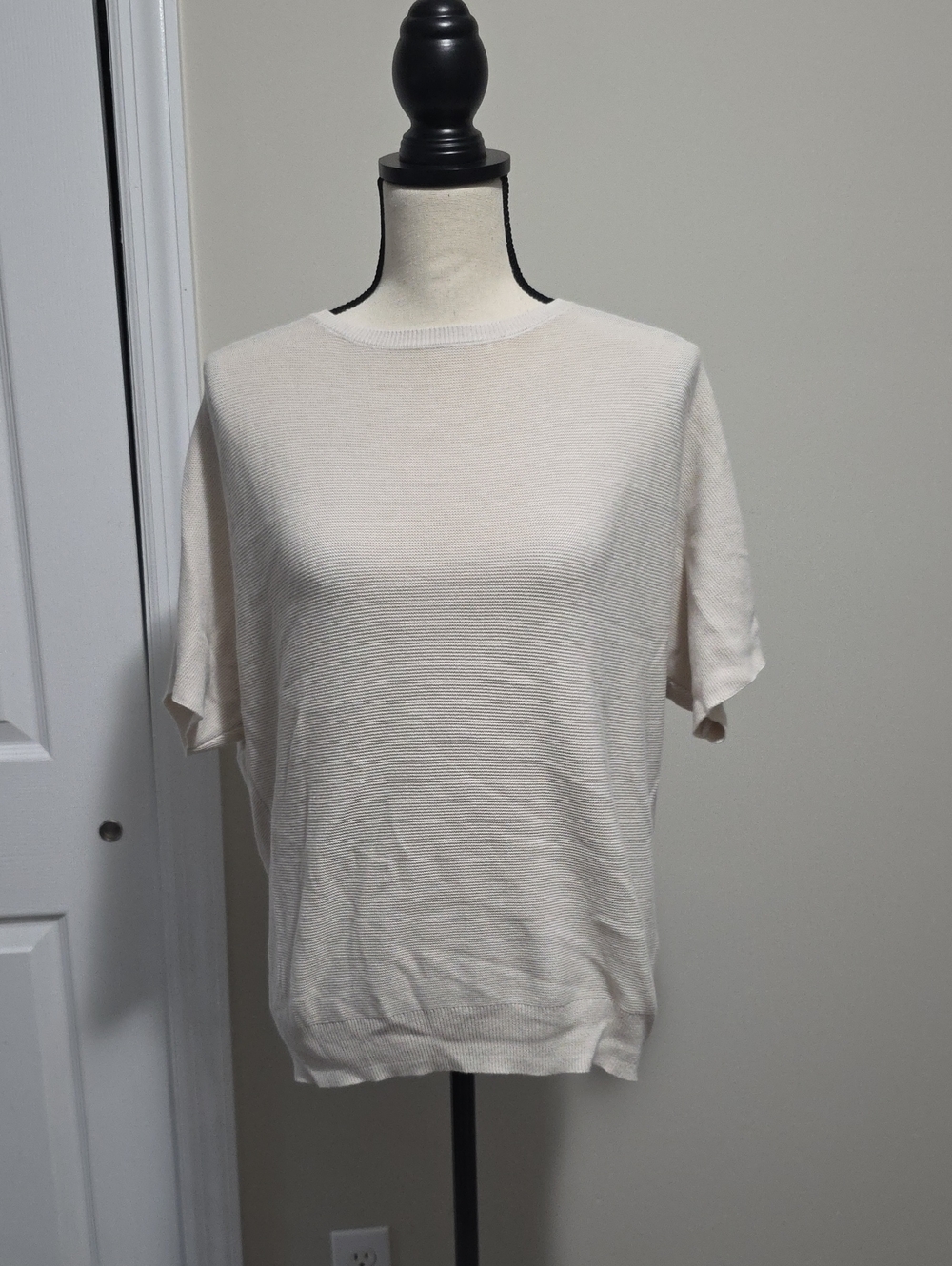 Quince Lightweight Cotton Cashmere Link-Stitch Dolman Sweater Heather Bone XS